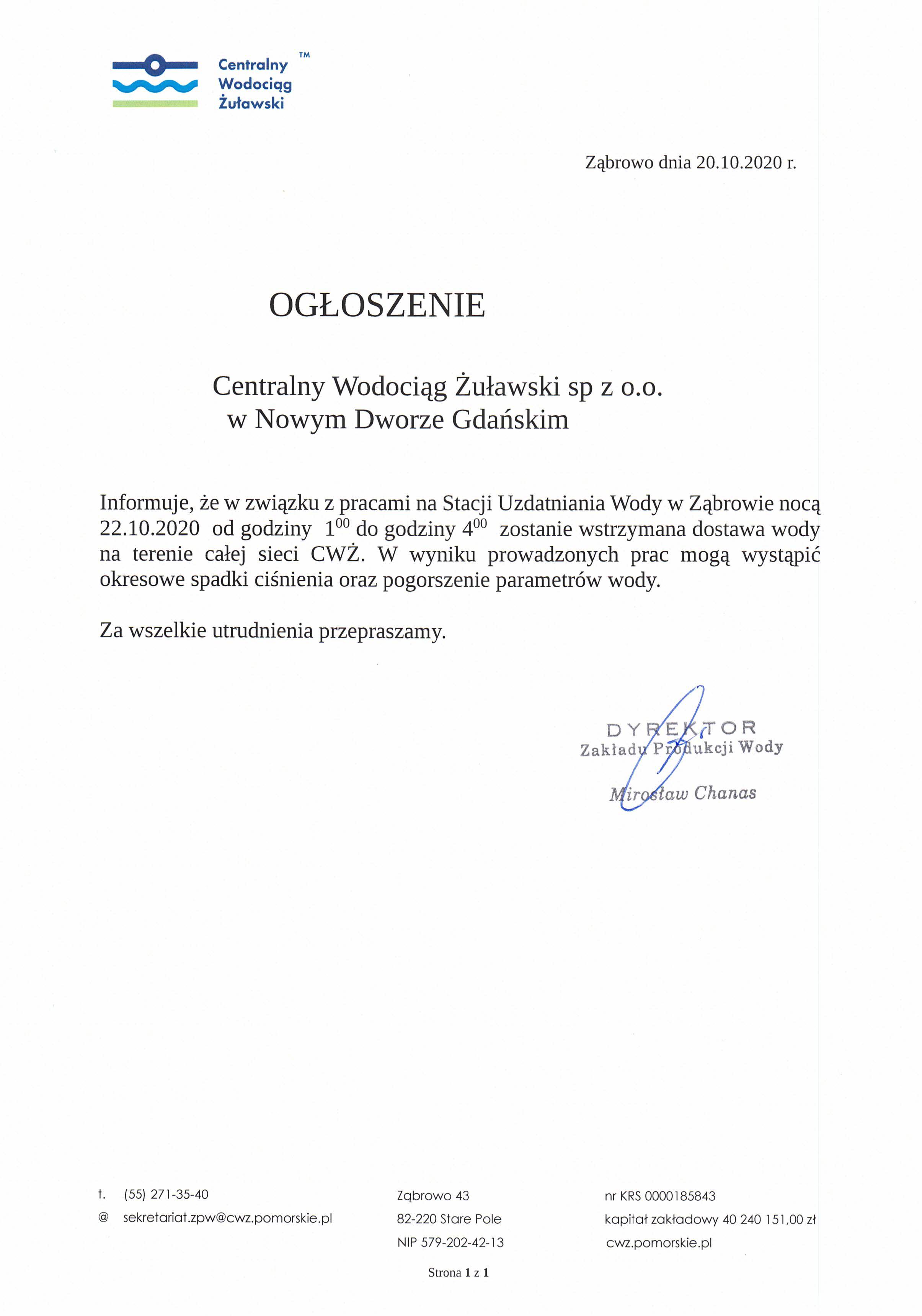 ogłoszenie CWŻ